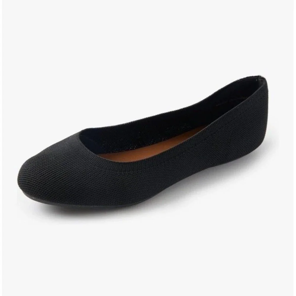 YORINDALE Black Women's Ballet Shoes Size 10 Round Toe, Soft Knit for Ballerina